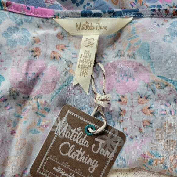 Matilda Jane Make Believe Sew Perfect Blouse Pleasant Top Purple Motif NWT Sz S - Picture 7 of 11
